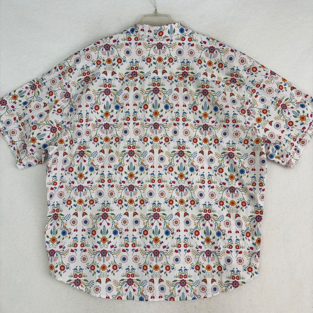 RSVLTS Talavera Cotton Blend Shirt Mens 4XL Short Sleeve Folk Art Floral Tile - Picture 4 of 8